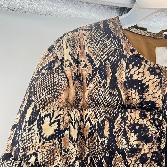 H&M Women's Snake Print Quilted Coat Full Zip Multicolor Size Small Pockets - Picture 5 of 8